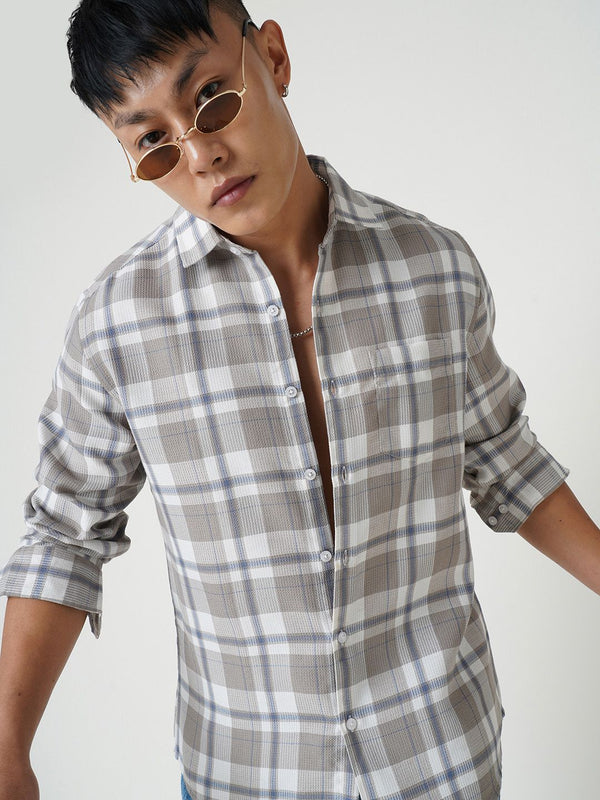 Vastrado Men Classic Spread Collar Tartan Memeriksa Kapas Slim Fit Casual Shirt