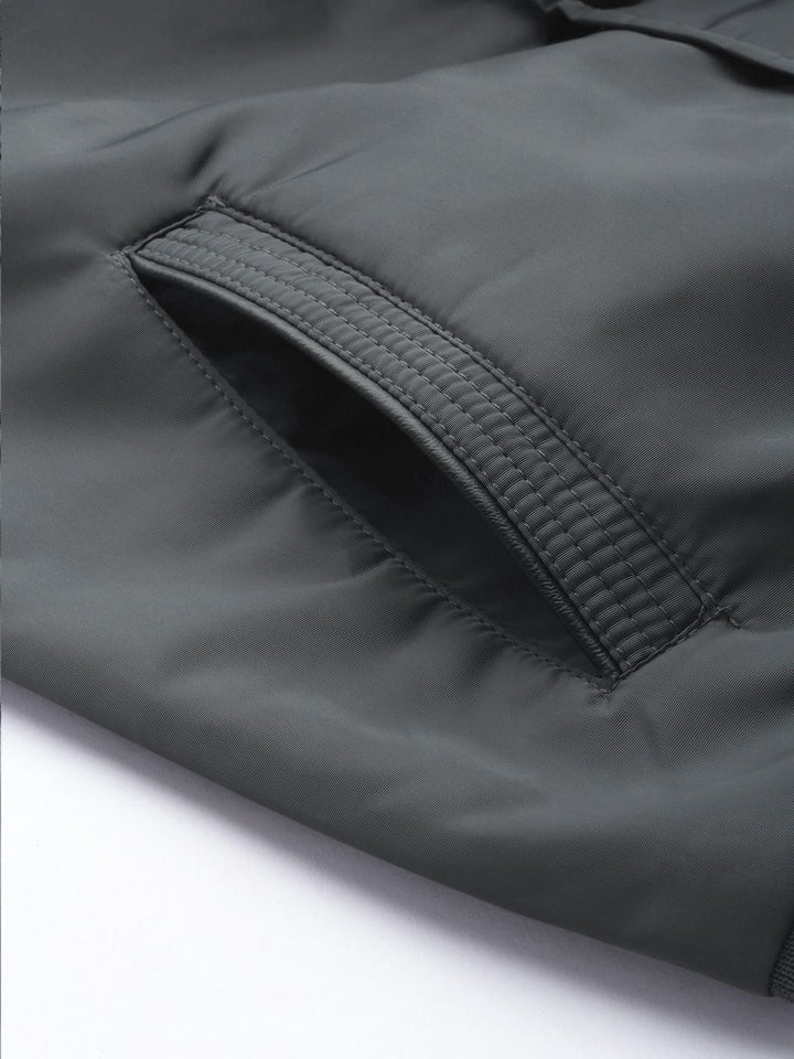 The Indian Garage Co Men Slim Fit Bomber Jacket with Insert Pockets