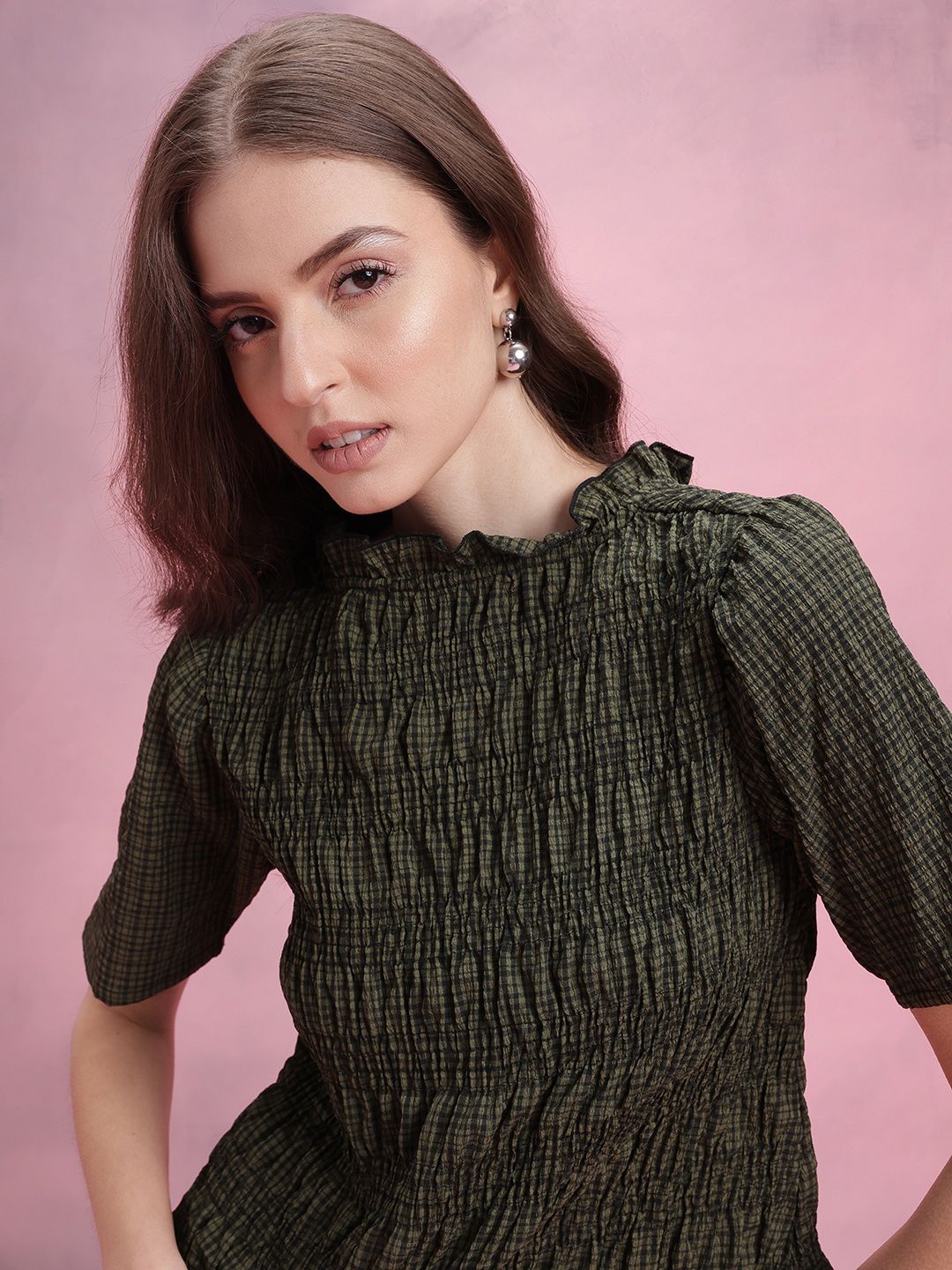 DressBerry Checked Smocked Top