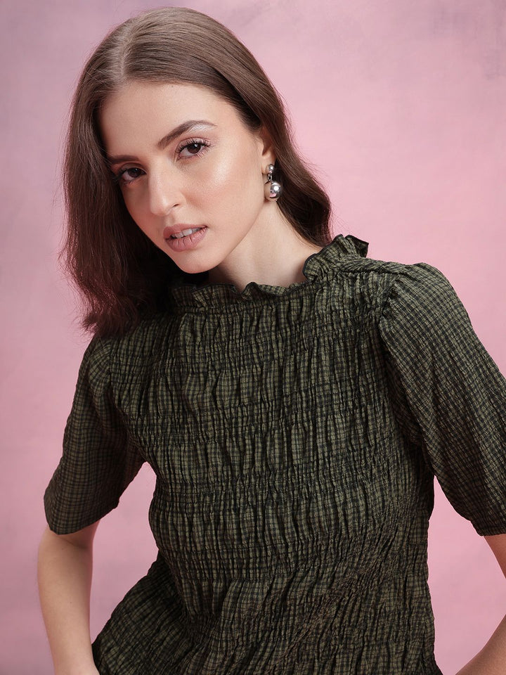 DressBerry Checked Smocked Top
