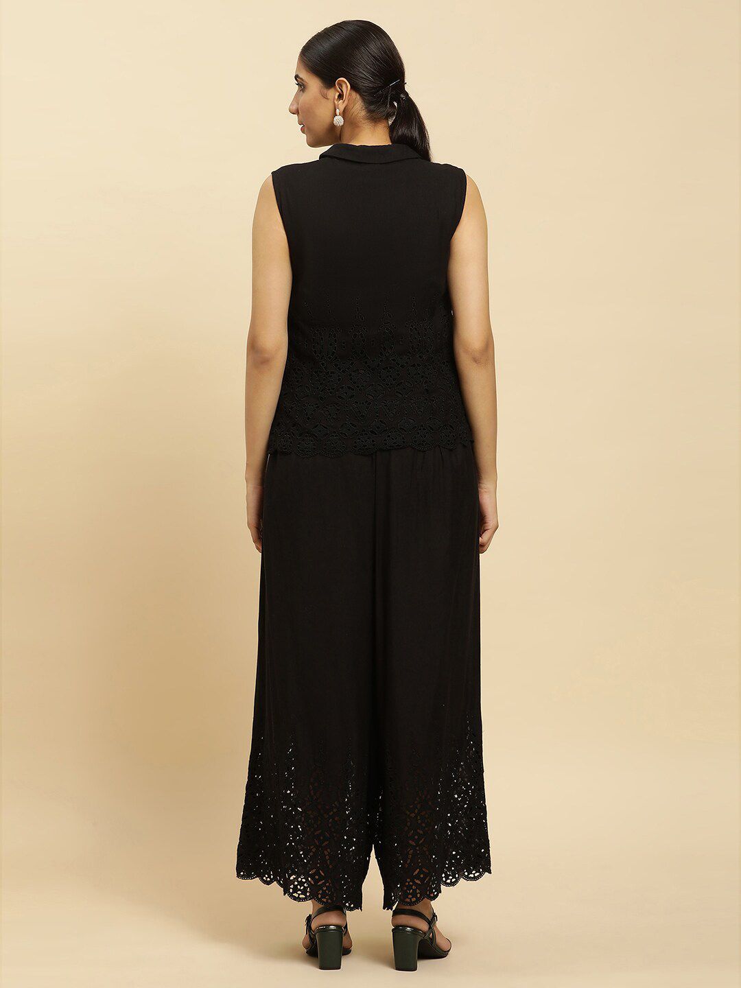 W Women Self Designed Top & Palazzo