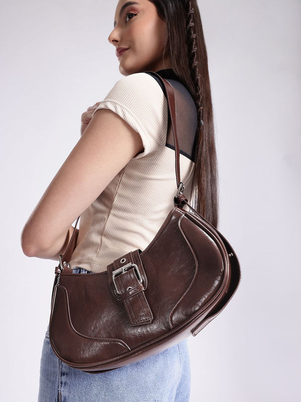 DressBerry Baguette Shoulder Bag  with Buckle Detail