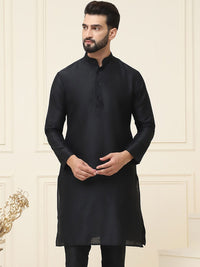 SOJANYA Lelaki Hitam Solid Kurta Lurus