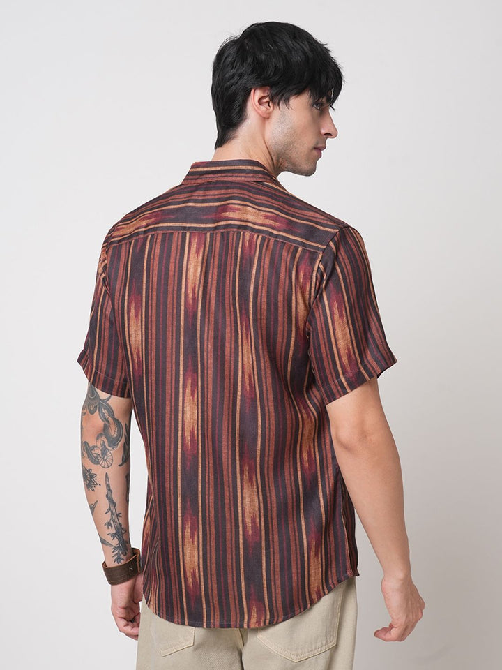 VASTRADO Men Classic Slim Fit Multi Stripes Opaque Striped Casual Shirt