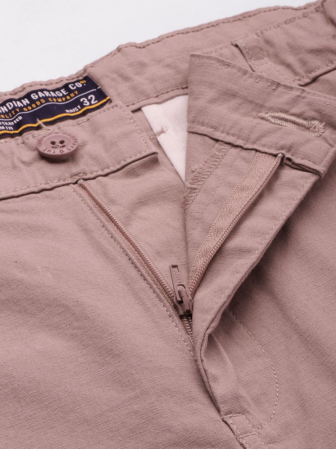 The Indian Garage Co Men Solid Cotton Relaxed Fit Cargo Shorts