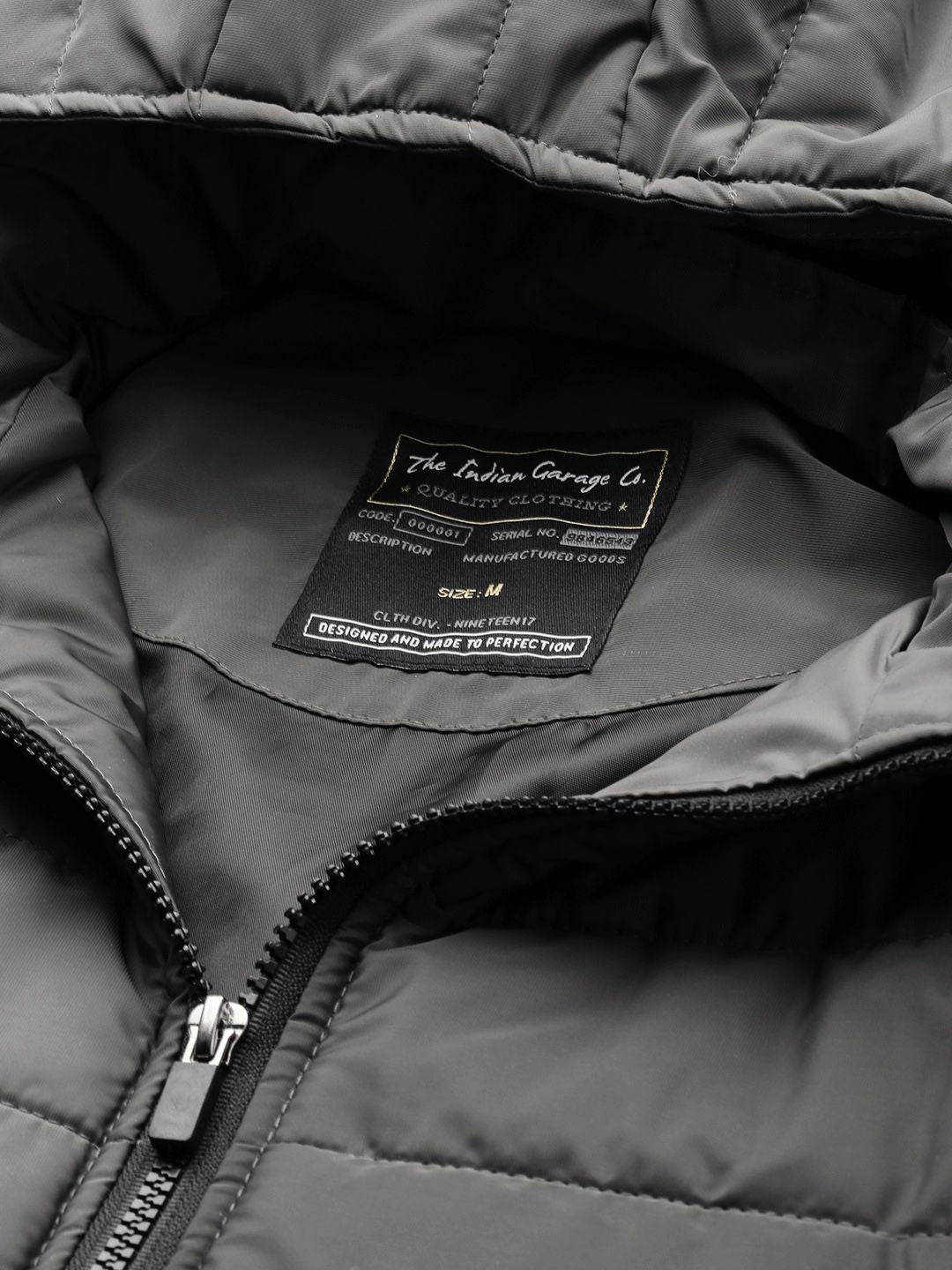 The Indian Garage Co Men Slim Fit Puffer Jacket with Detachable Hood