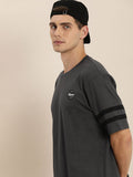 Difference of Opinion Men Charcoal Grey Oversized T-shirt