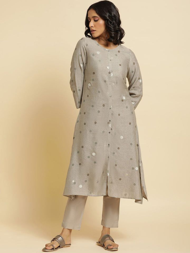 W Geometric Printed Regular Kurta With Trousers