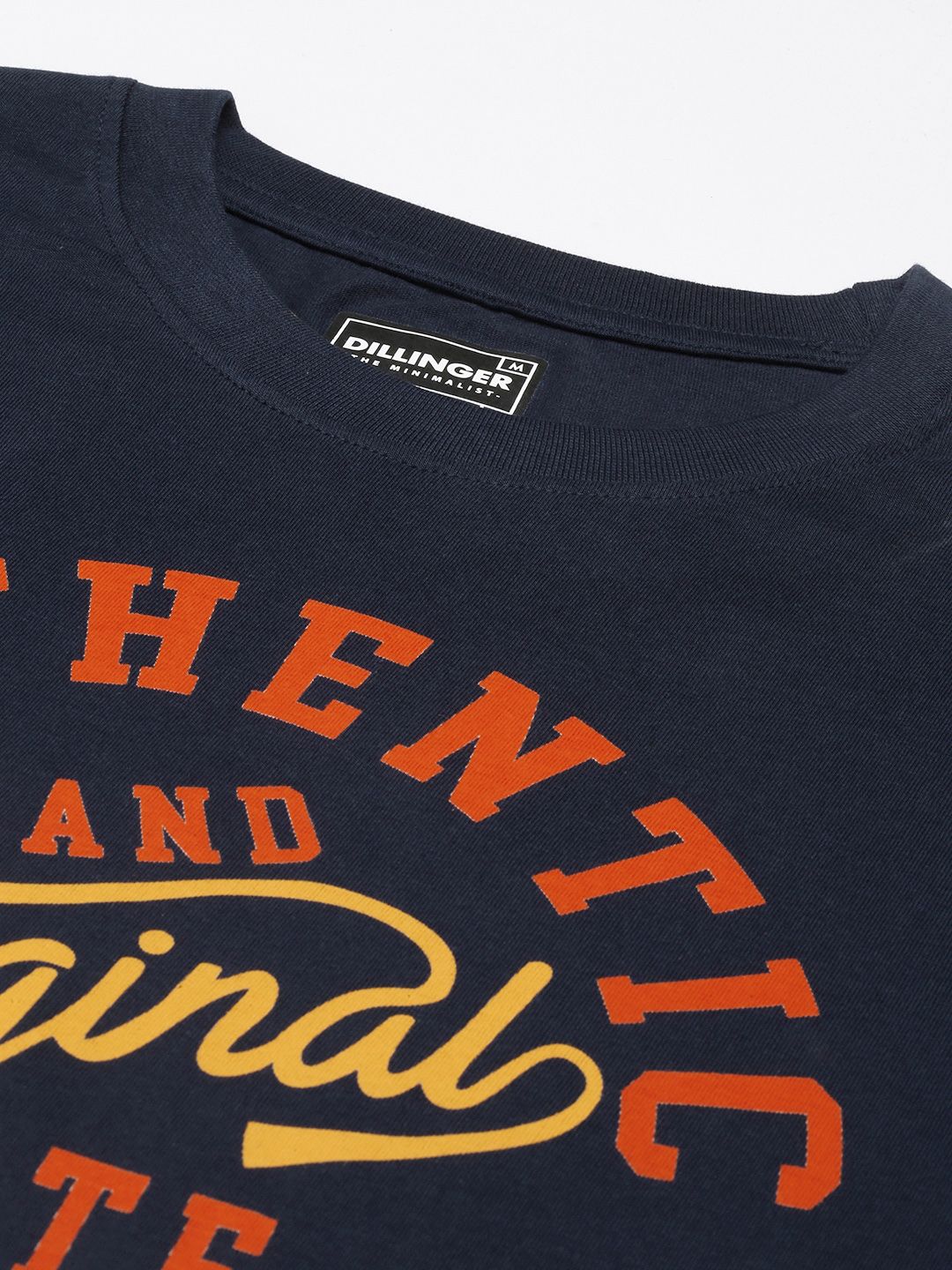 DILLINGER Men Navy Blue Typography Printed Pure Cotton Oversized T-shirt