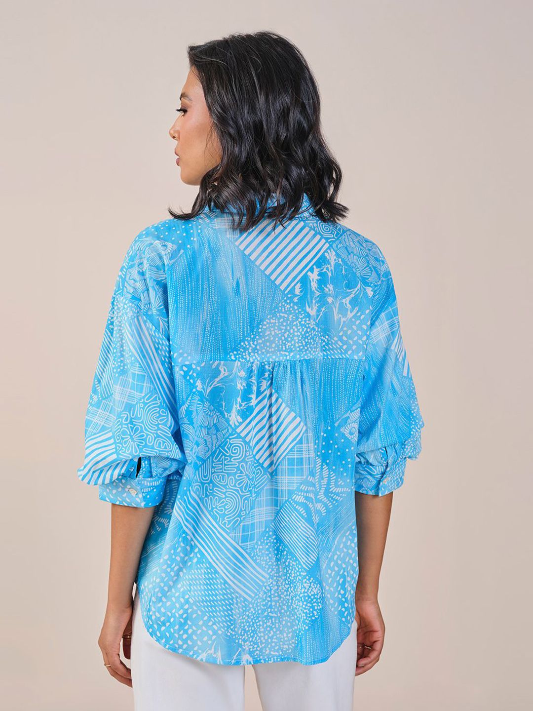 AND Shirt Style Printed Cotton Top