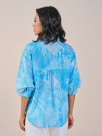 AND Shirt Style Printed Cotton Top