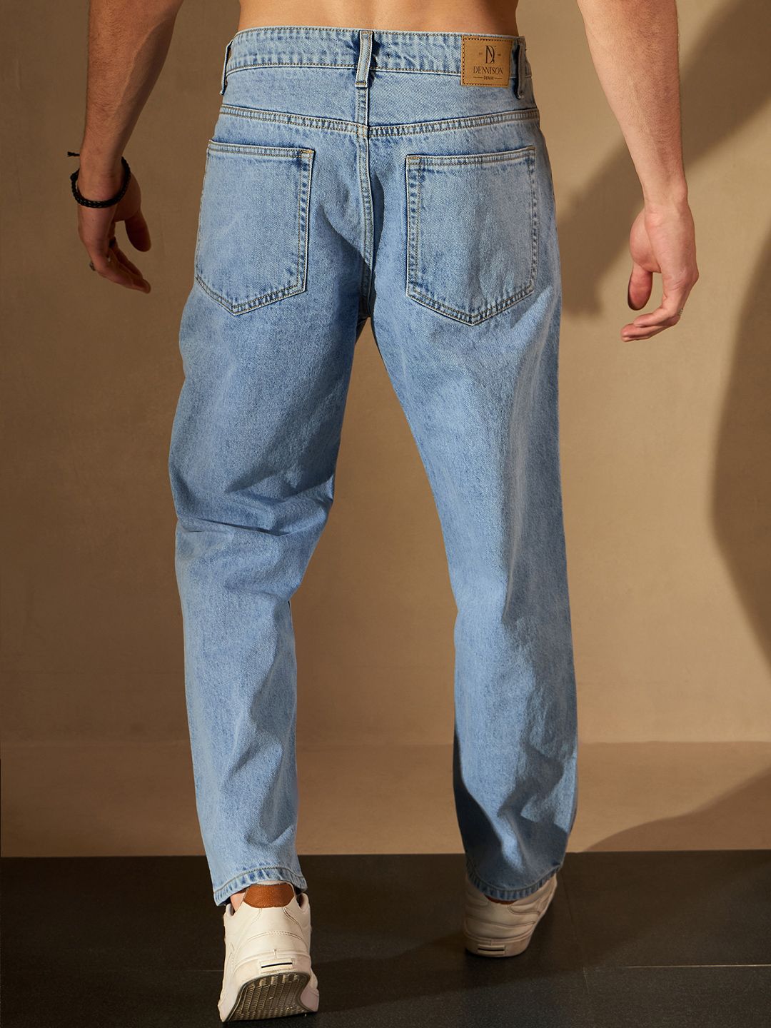 DENNISON Men Smart Baggy Fit Clean Look Heavy Fade Cotton Jeans