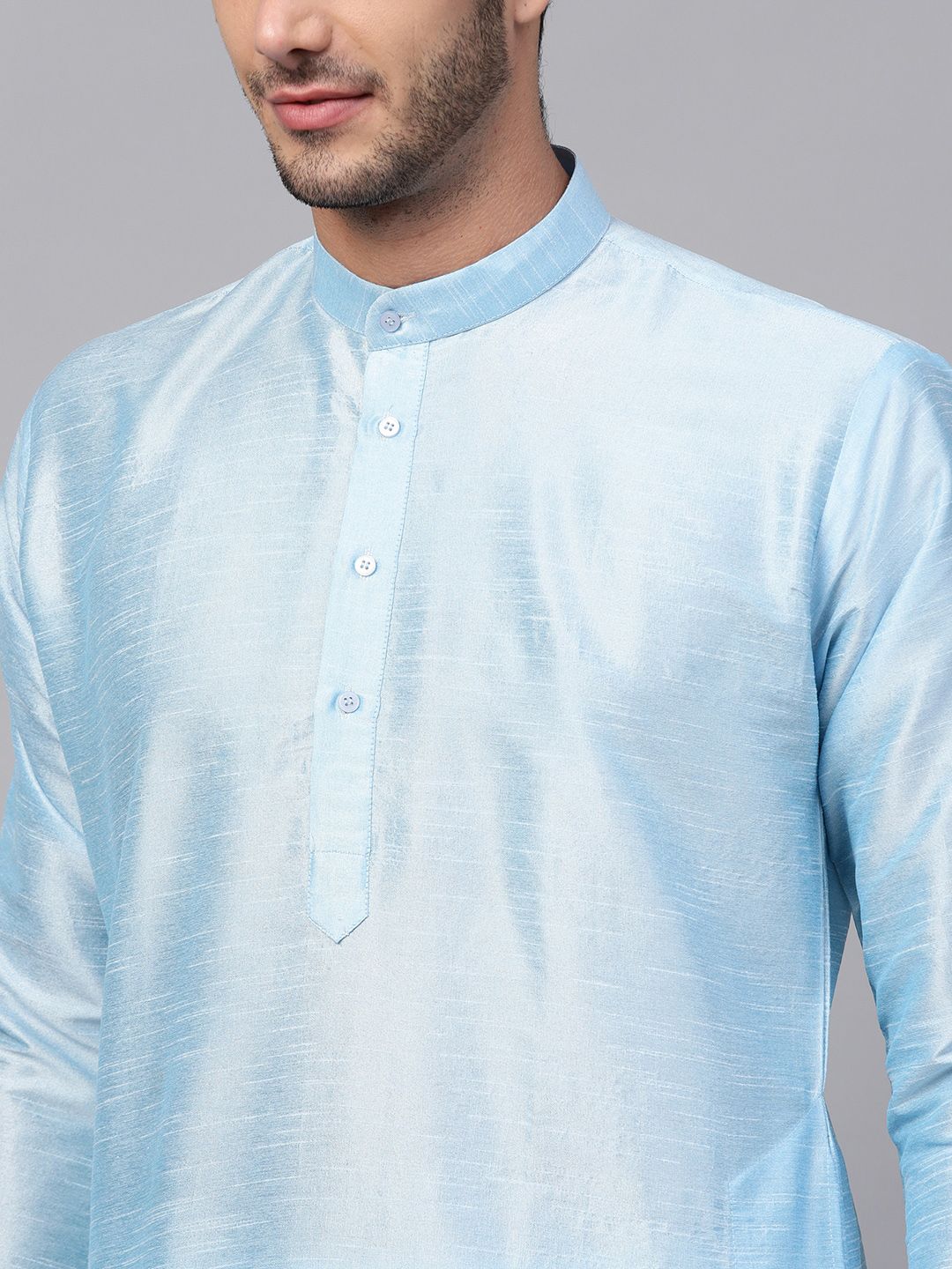 SOJANYA Men Teal Solid Straight Kurta