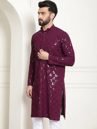 SOJANYA Geometric Embroidered Sequinned Pure Cotton Straight Kurta