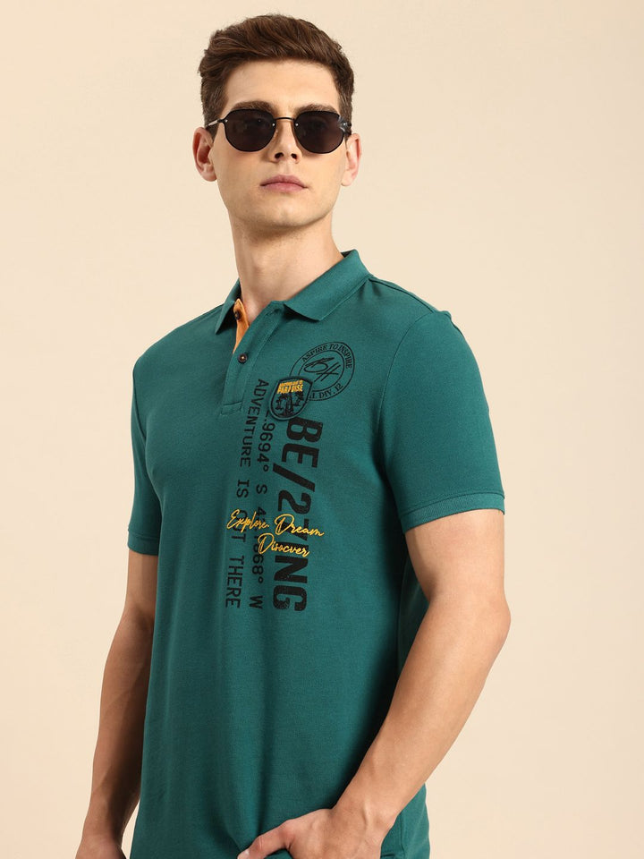 Being Human Typography Printed Polo Collar Pure Cotton T-shirt