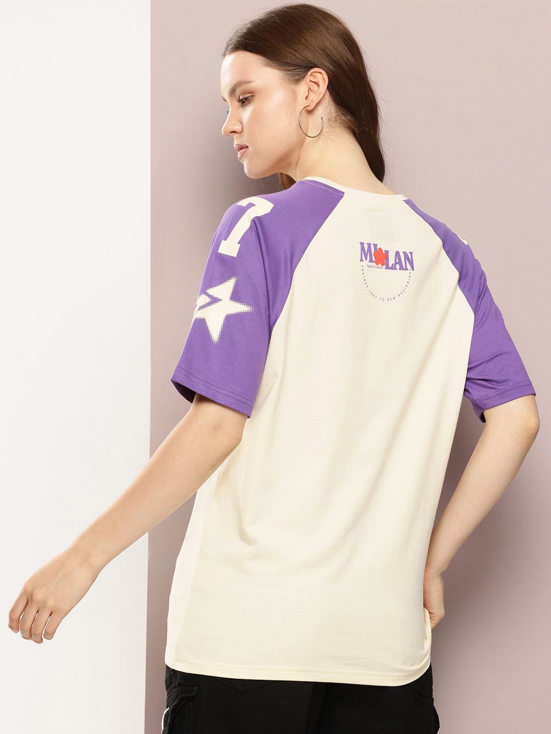 DILLINGER Womens Oversized Raglan Sleeve Varsity Printed Tshirt