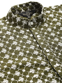 SOJANYA Men Green Ethnic Motifs Embroidered Thread Work Kurta with Churidar
