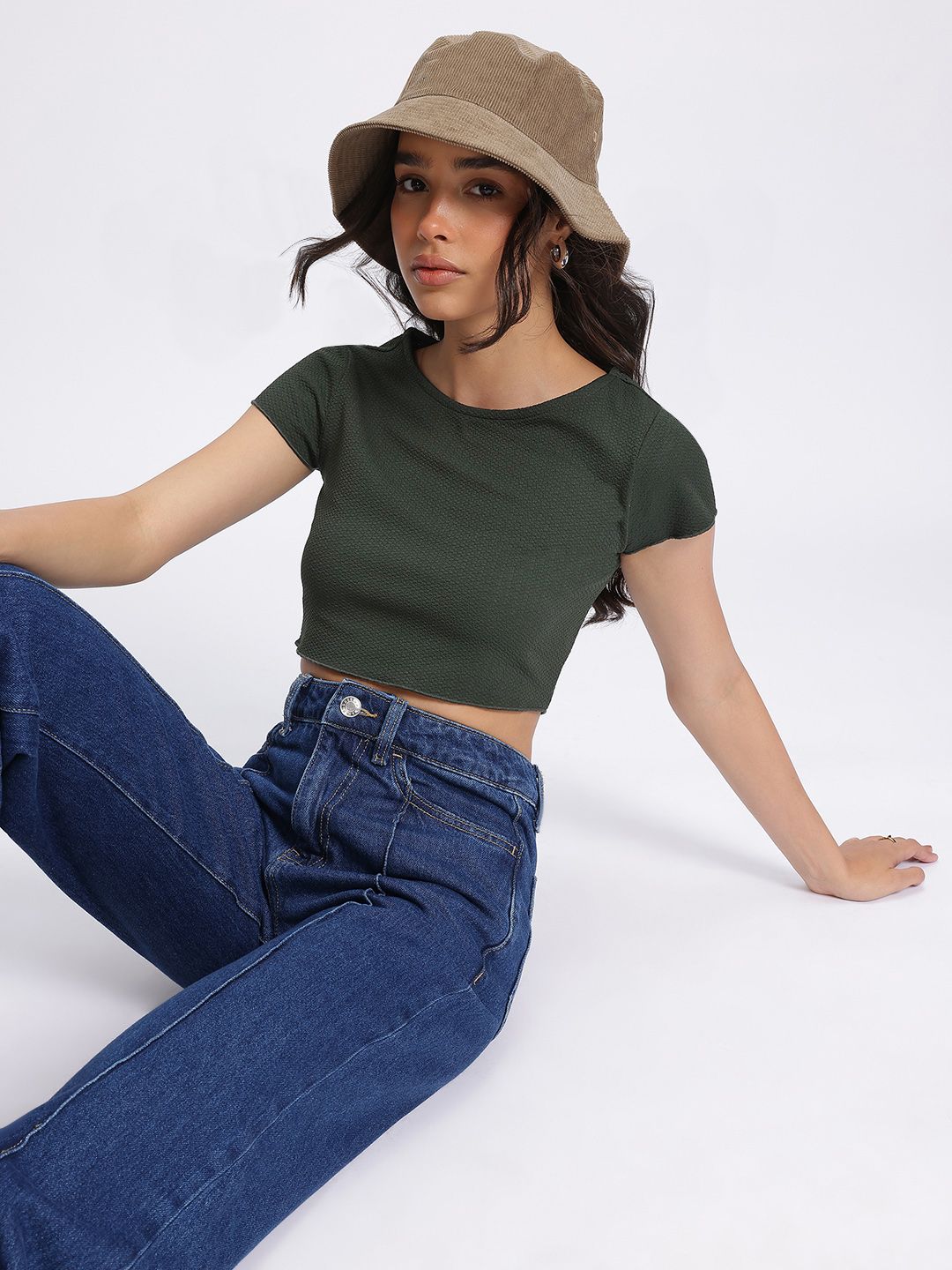 DressBerry Minimalist Muse Textured Crop Top