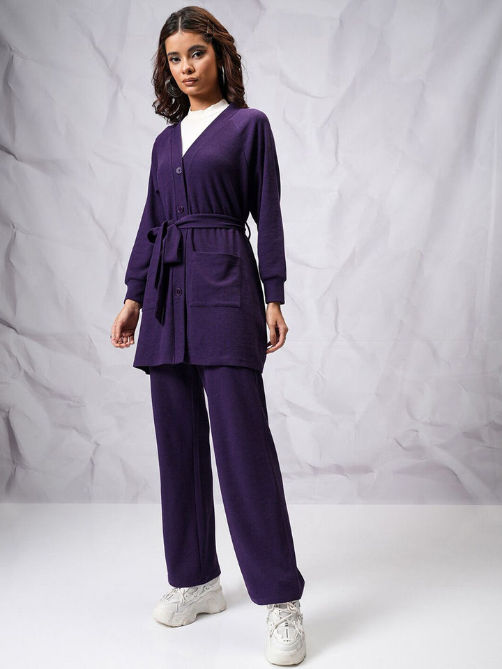 Tokyo Talkies Women Relaxed Cardigan With Wide Leg Trouser