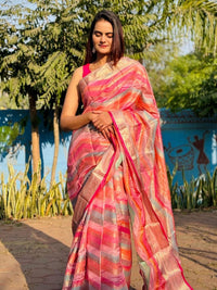 Kalini Woven Design Zari Silk Blend LeHeriya Saree