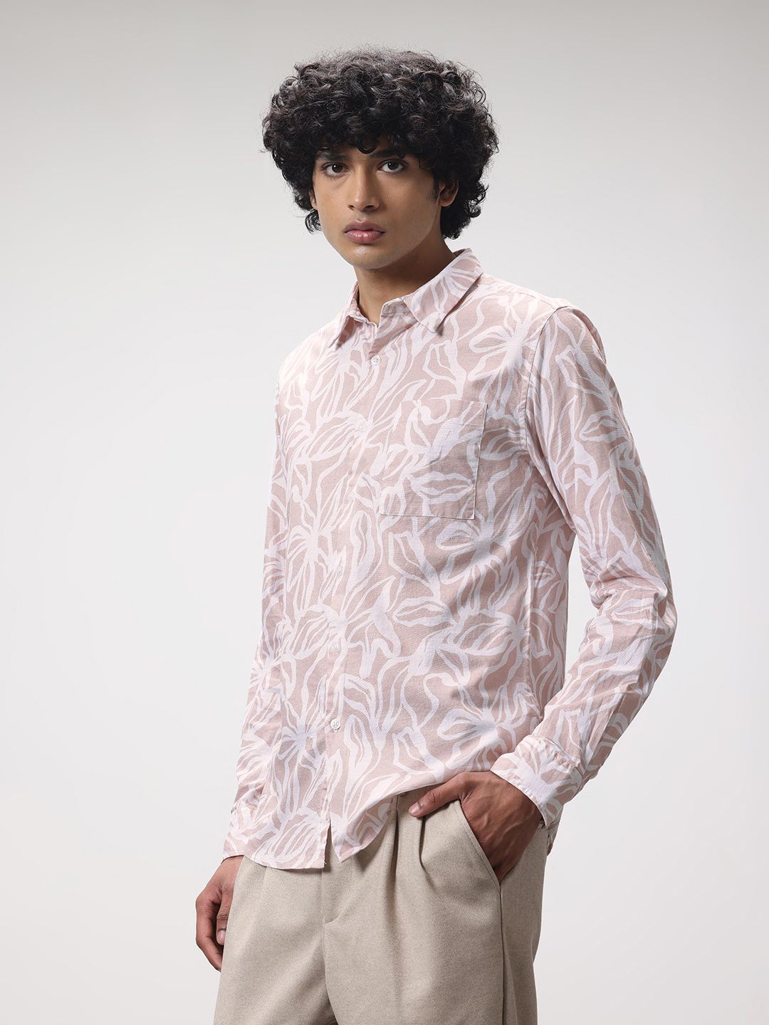 ether Floral Print Pure Cotton Longline Casual Shirt