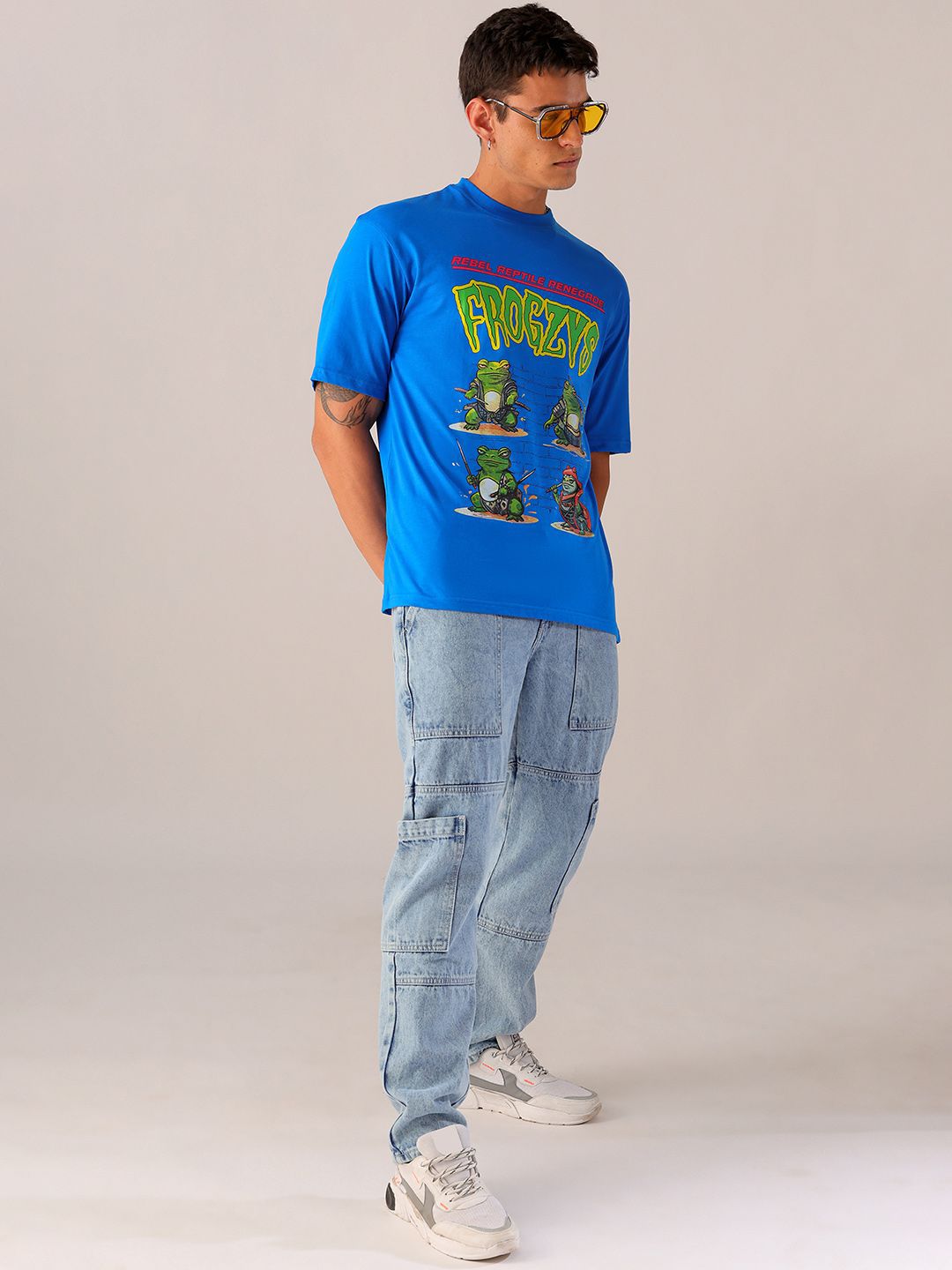 The Indian Garage Co Men Typography Printed Boxy Oversized Pure Cotton T-shirt