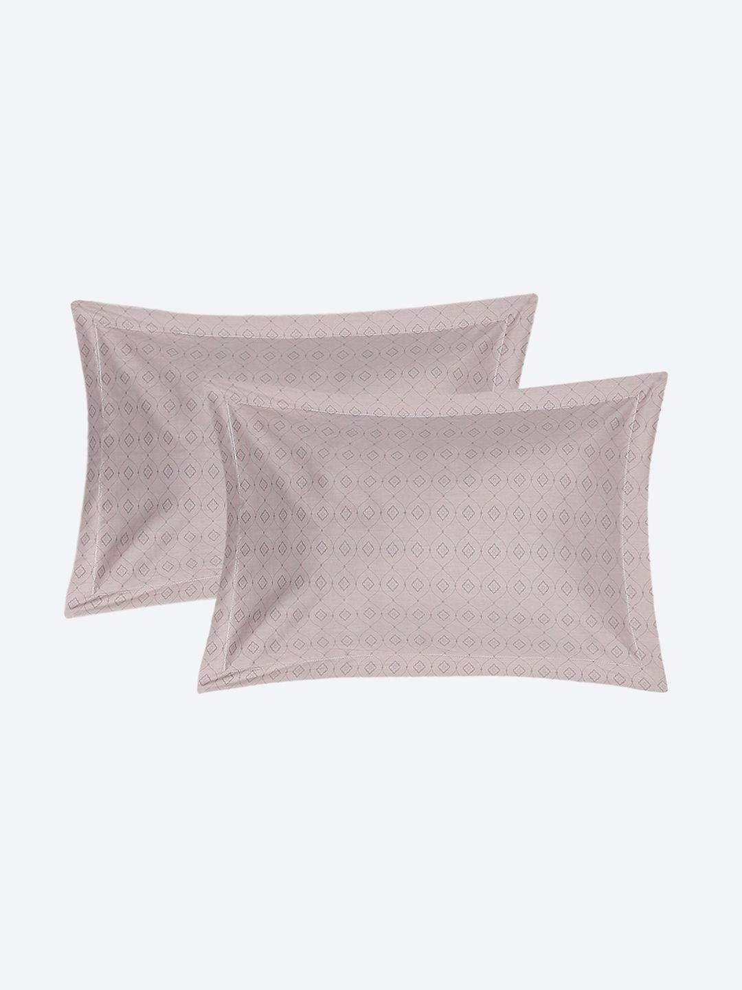Monte Carlo Purple & Grey Geometric Cotton 200 TC Queen Bedsheet With 2 Pillow Covers
