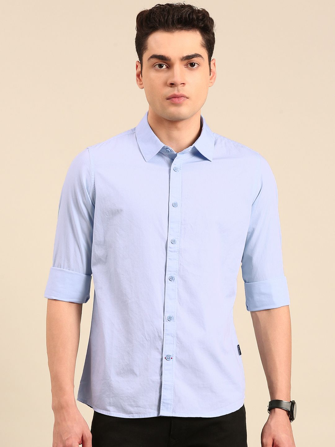 Being Human Pure Cotton Slim Fit Opaque Casual Shirt