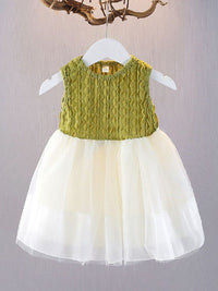 YK Girls Self Design Fit & Flare Dress