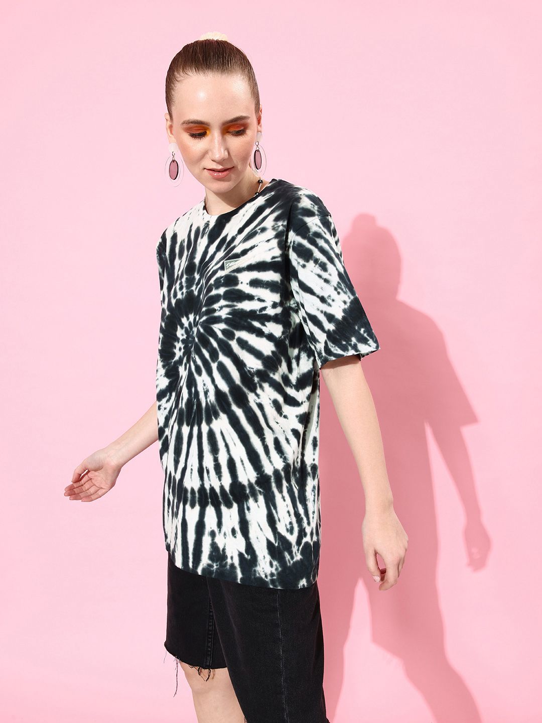 DILLINGER Women Tie & Dye Graphic Print Oversized T-shirt