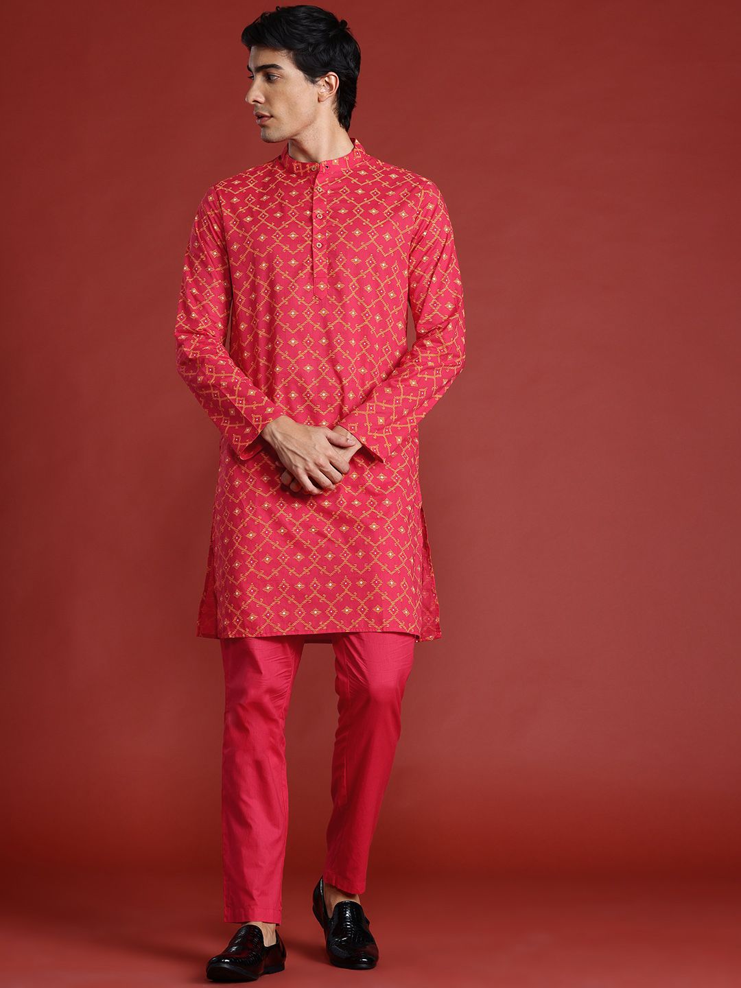 Anouk Ethnic Motifs Print Pure Cotton Kurta with Pyjamas