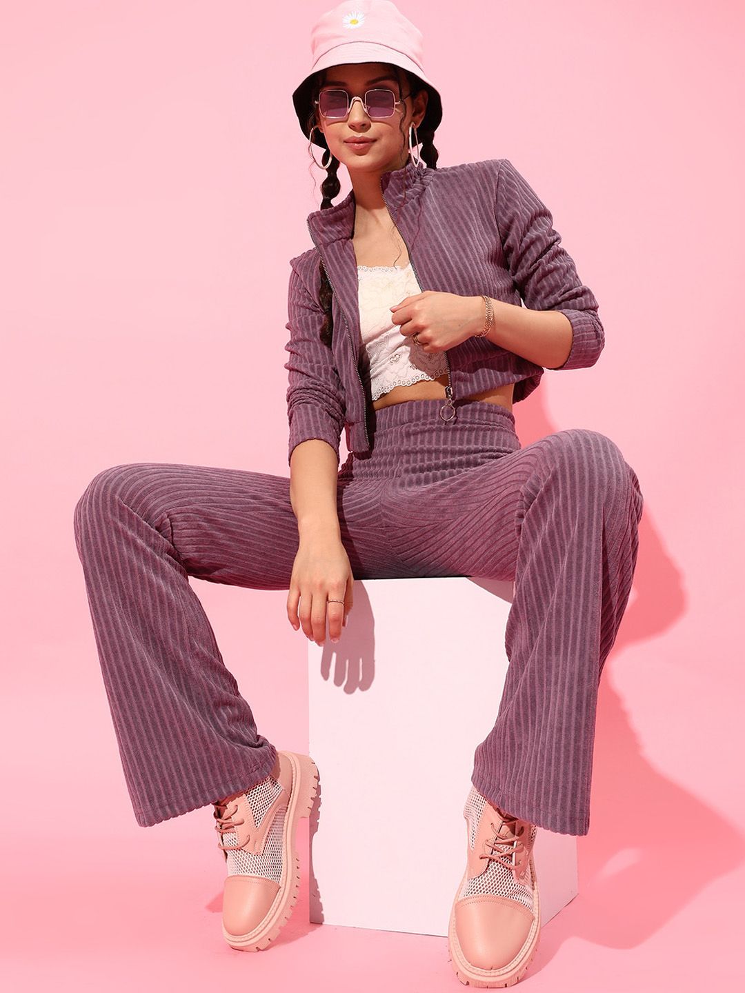 STREET 9 Women Beautiful Lavender Striped Jacket