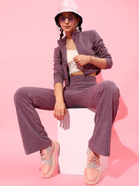 STREET 9 Women Beautiful Lavender Striped Jacket