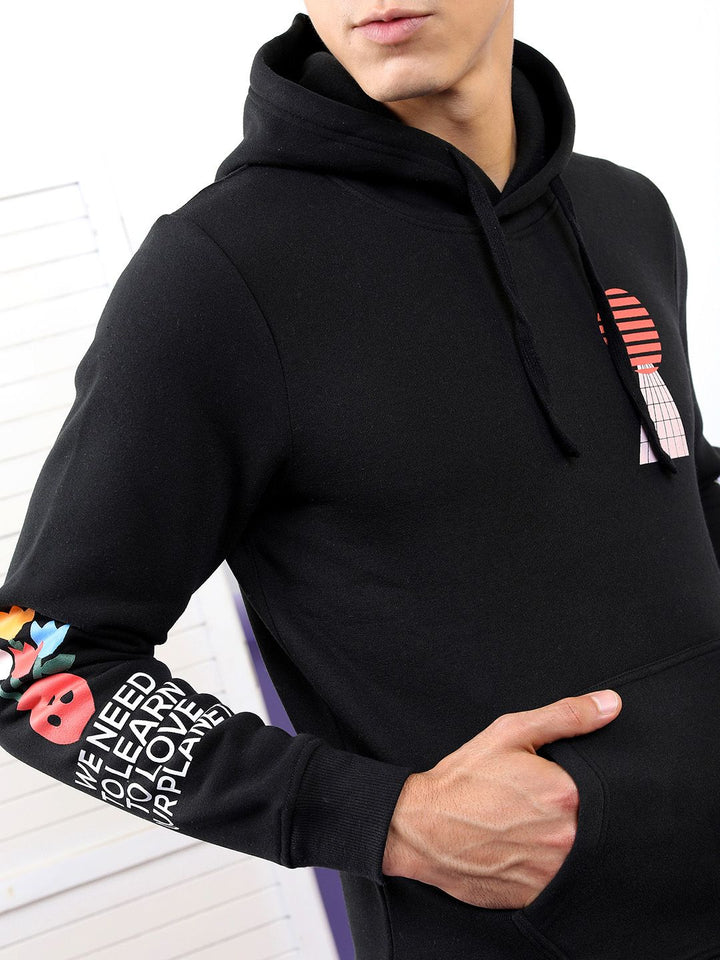 HIGHLANDER Men Black Hooded Sweatshirt