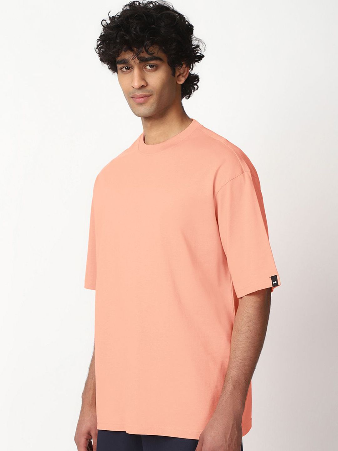 Bewakoof Men Solid Round Neck Cotton Oversized T-shirt