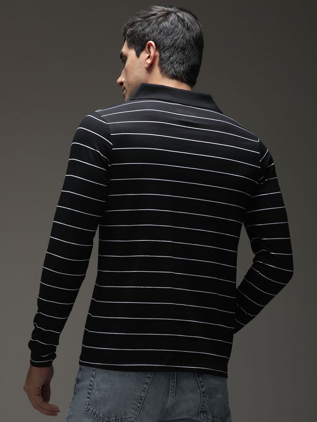 DILLINGER Men Regular Long Sleeve Polo Striped Tshirt