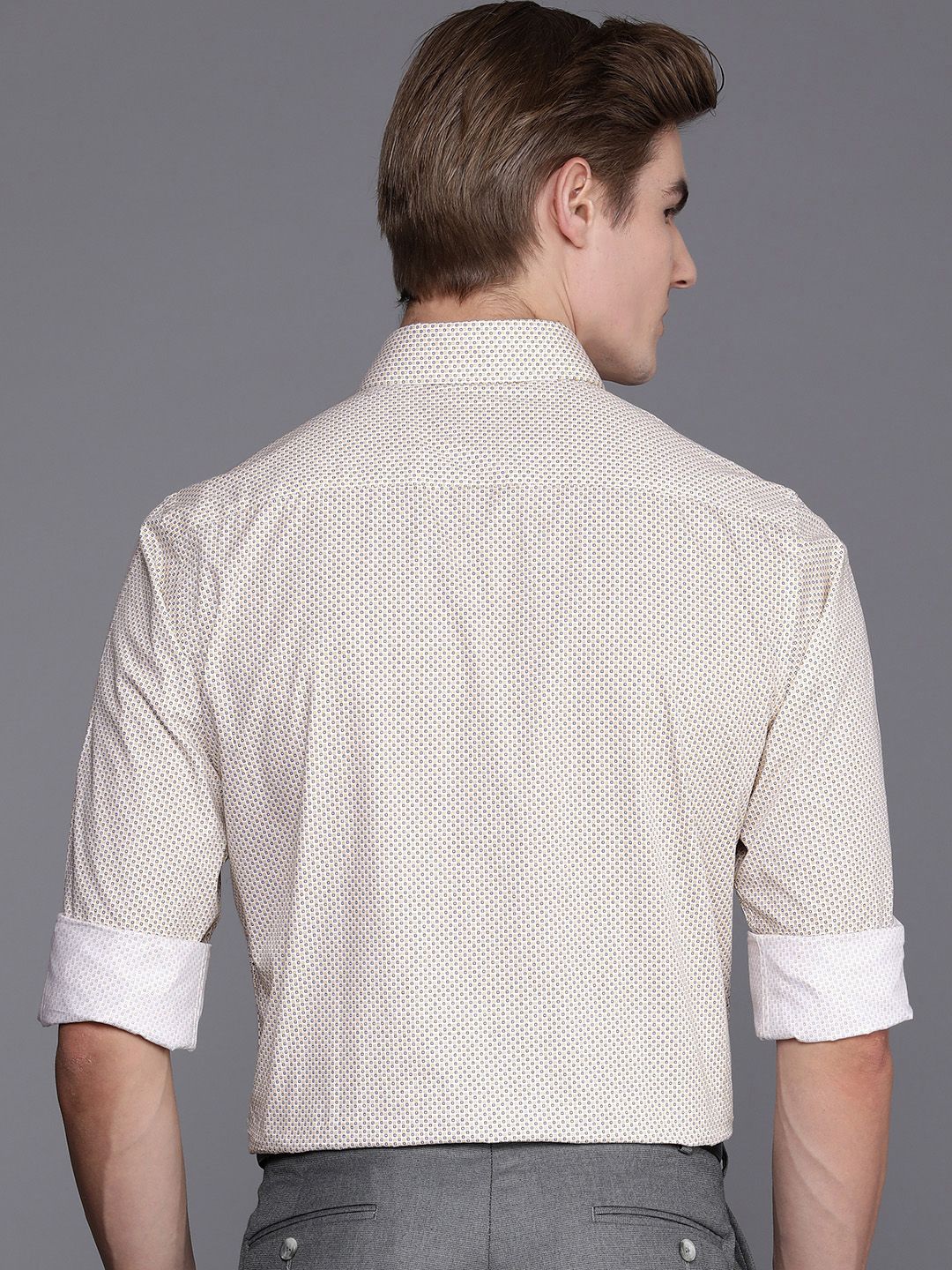 Baju Formal Bercetak Legap Lelaki Kapas Tulen Slim Fit Legap