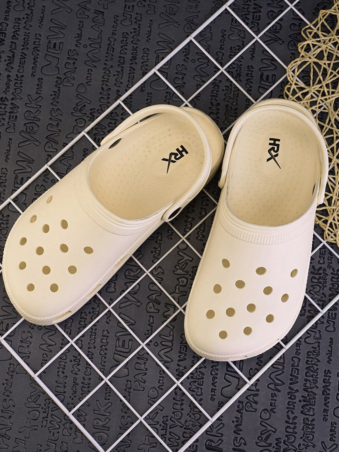 HRX by Hrithik Roshan Men Cream-Coloured Rubber Clogs