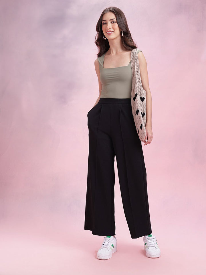 DressBerry Women Flared Pleated Trousers