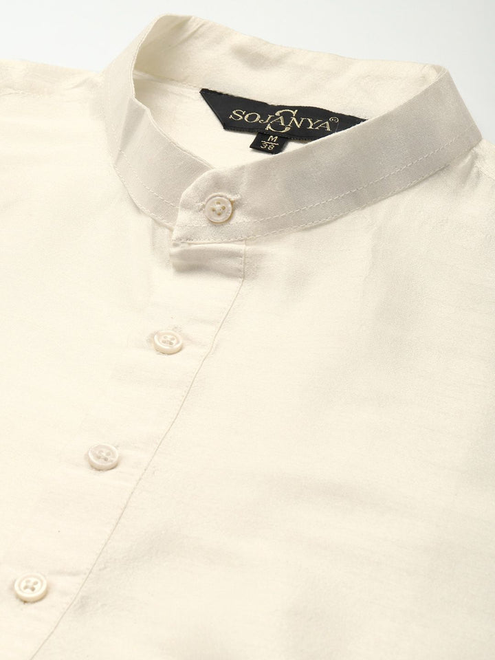 SOJANYA Men Off White Kurta with Churidar