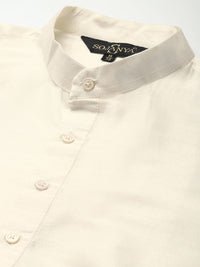 SOJANYA Men Off White Kurta with Churidar