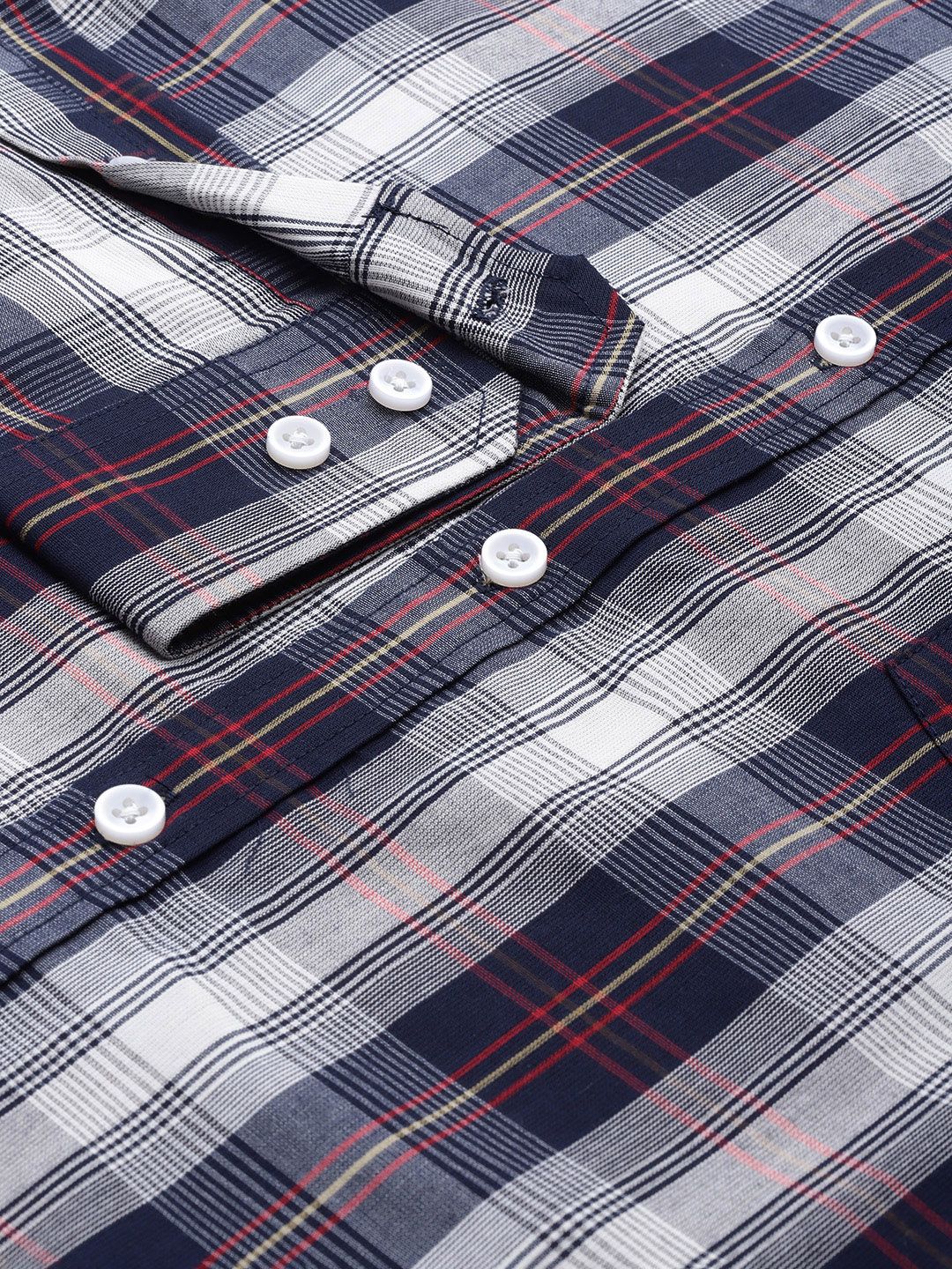 DENNISON Men Navy Blue Regular Fit Checked Casual Shirt