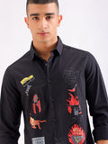 The Indian Garage Co Slim Fit Graphic Printed Spread Collar Pure Cotton Shirt