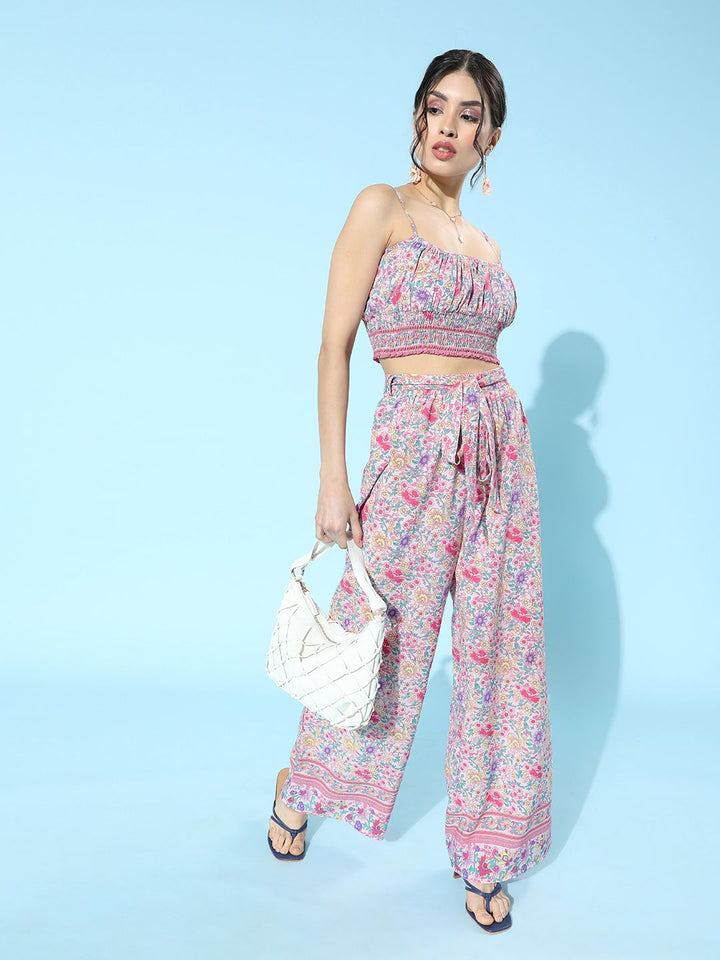 Berrylush Women Pretty Pink Printed Jumpsuit
