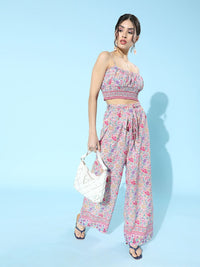 Berrylush Women Pretty Pink Printed Jumpsuit