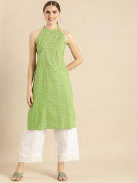 Anouk Ethnic Motifs Printed Halter Neck Pure Cotton Kurta