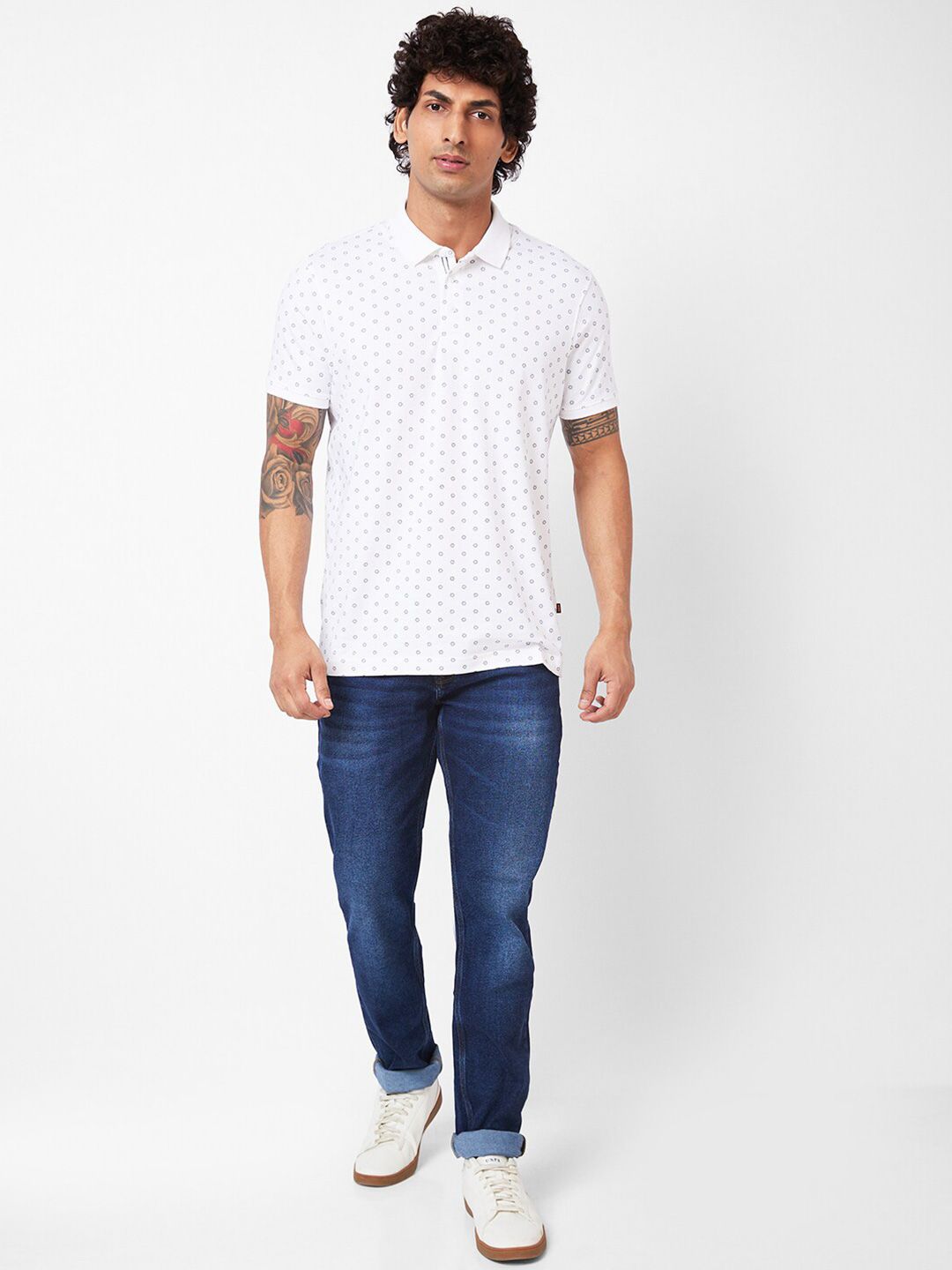 SPYKAR Printed Polo Collar Slim Fit T-shirt