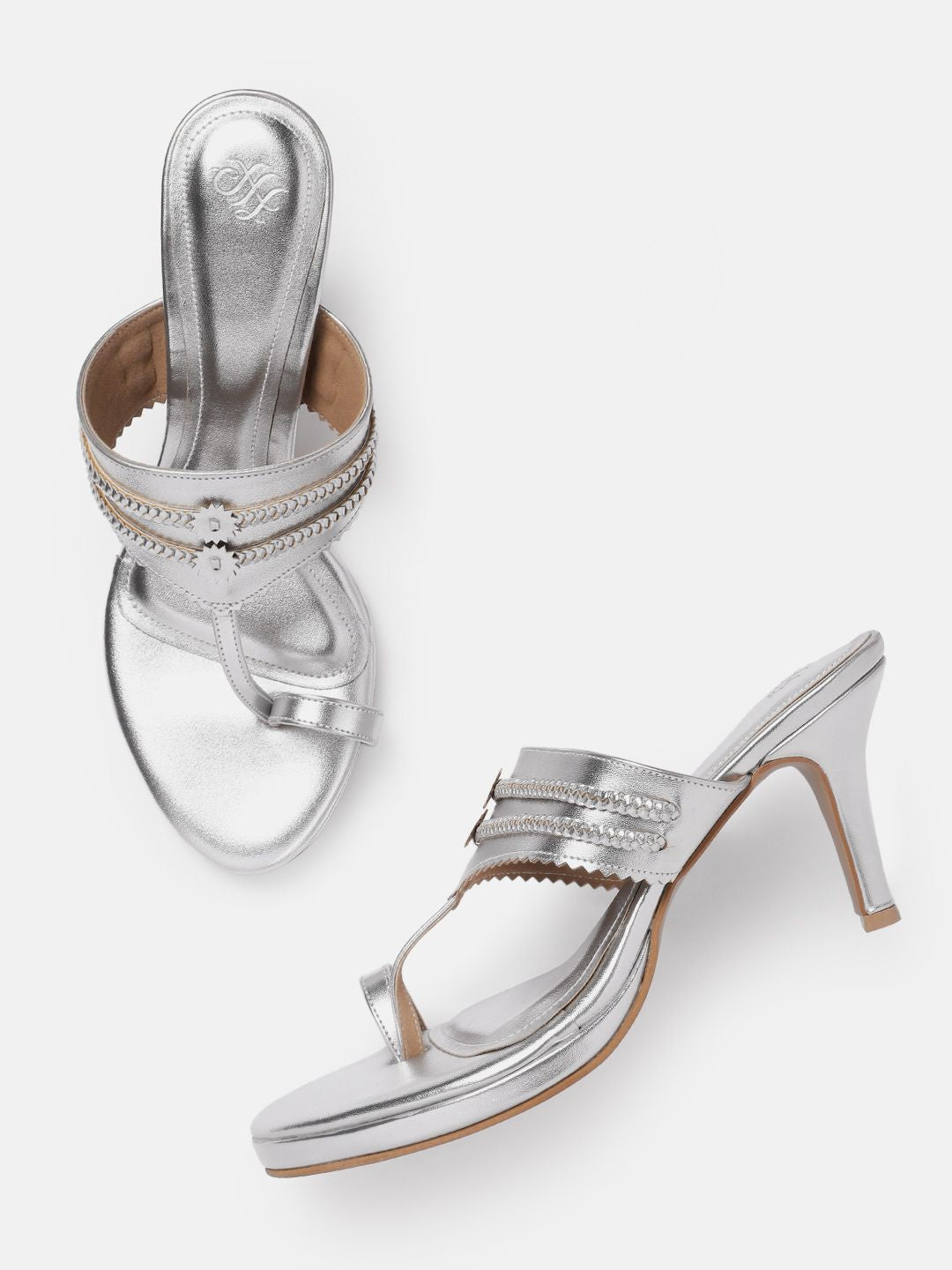 House of Pataudi Open Toe Woven Design Slim Heels