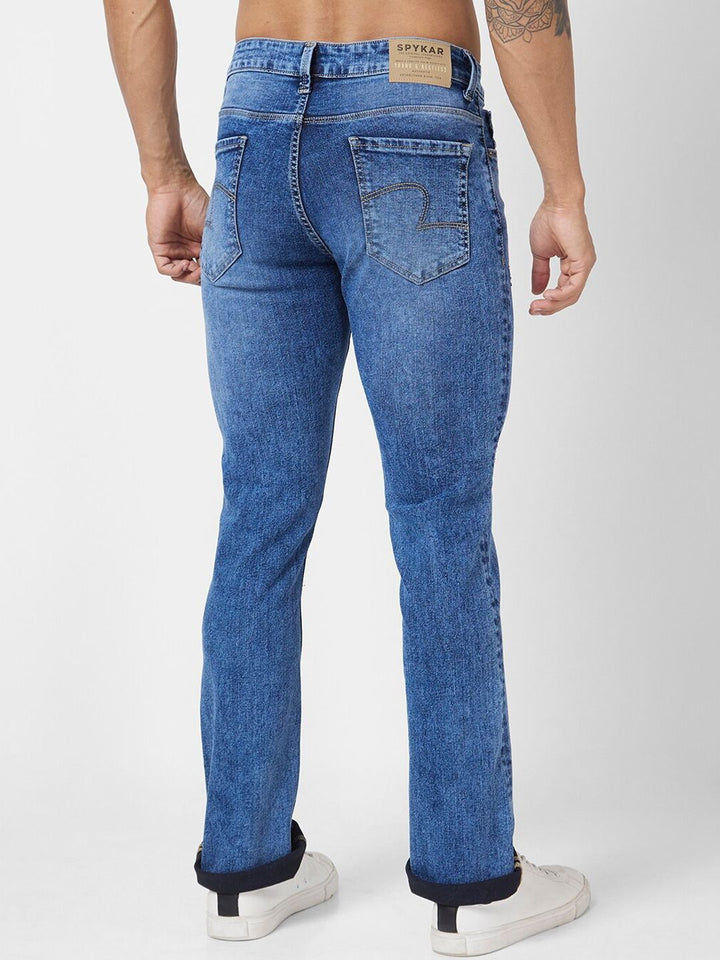 SPYKAR Men Bootcut Low Distress Light Fade Stretchable Jeans