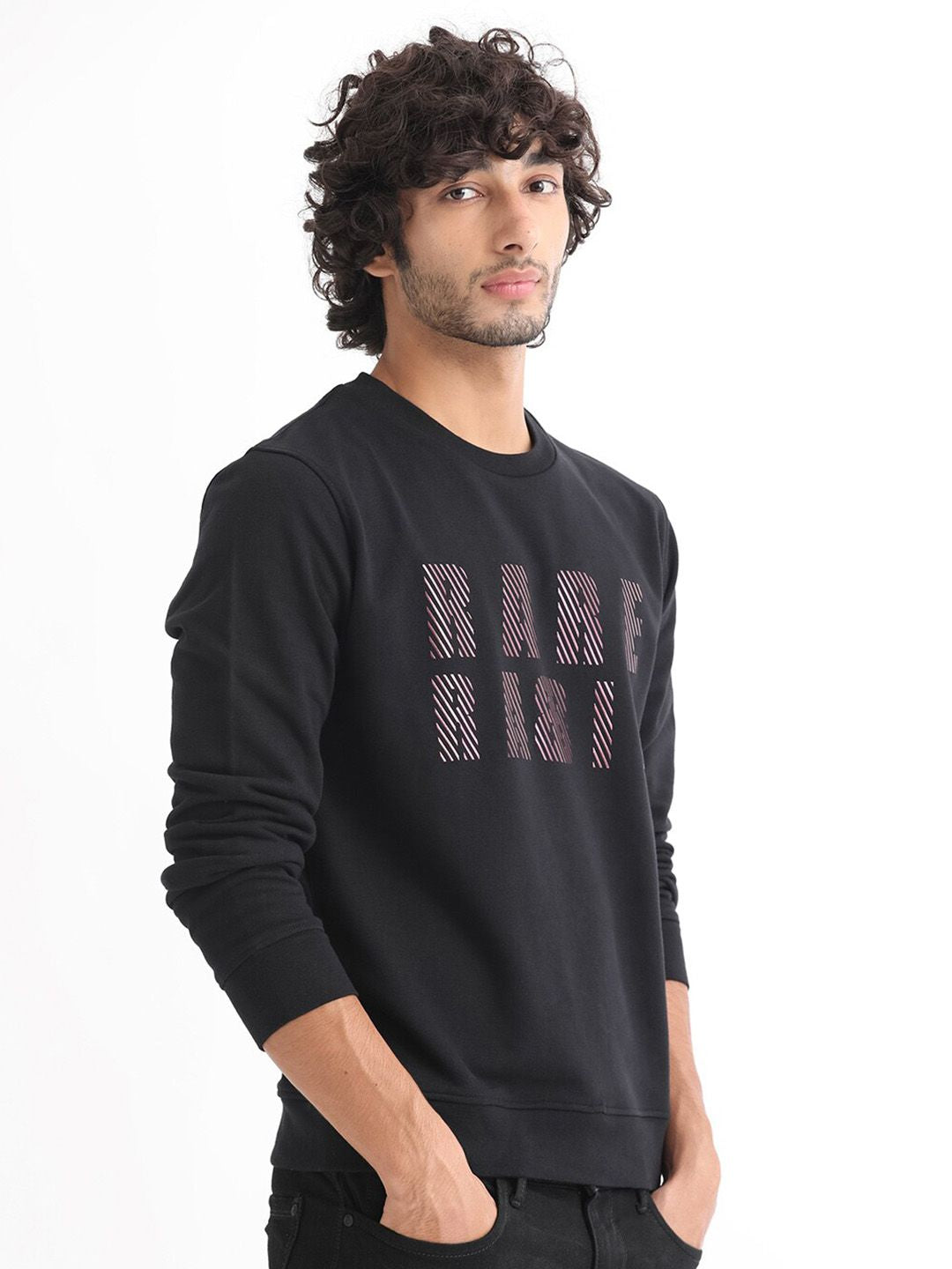 RARE RABBIT Men Marcia Typography Printed Sweatshirt